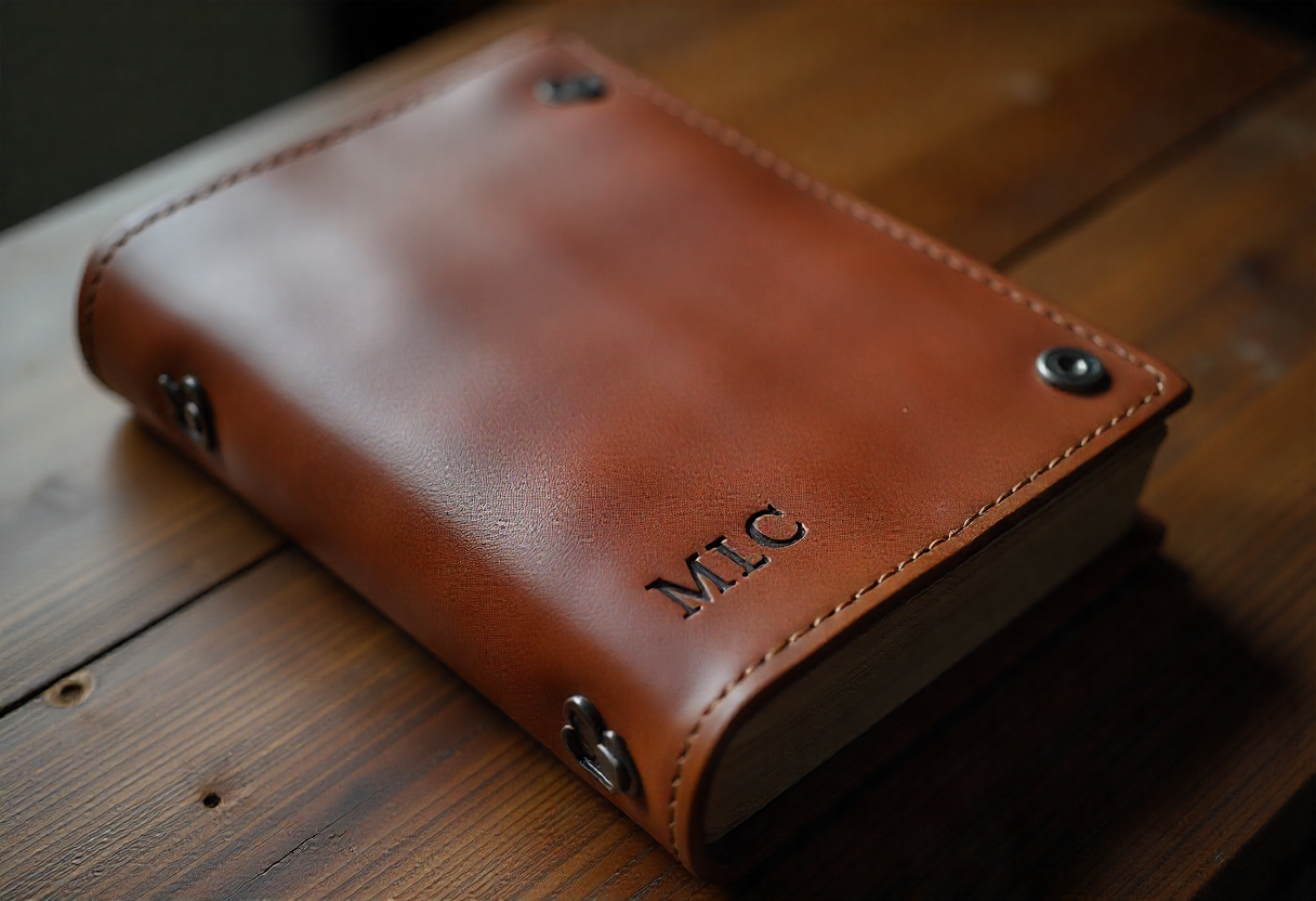 Handcrafted leather journal with personalized initials