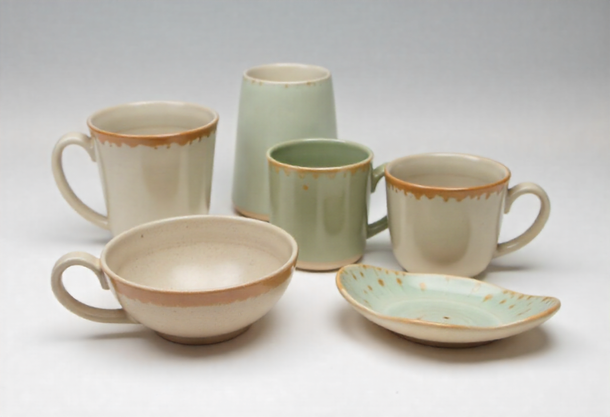 Handmade ceramic pottery set with natural glazes