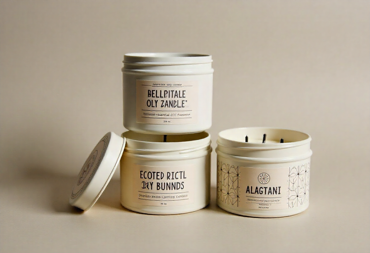 Handcrafted scented candles in decorative containers